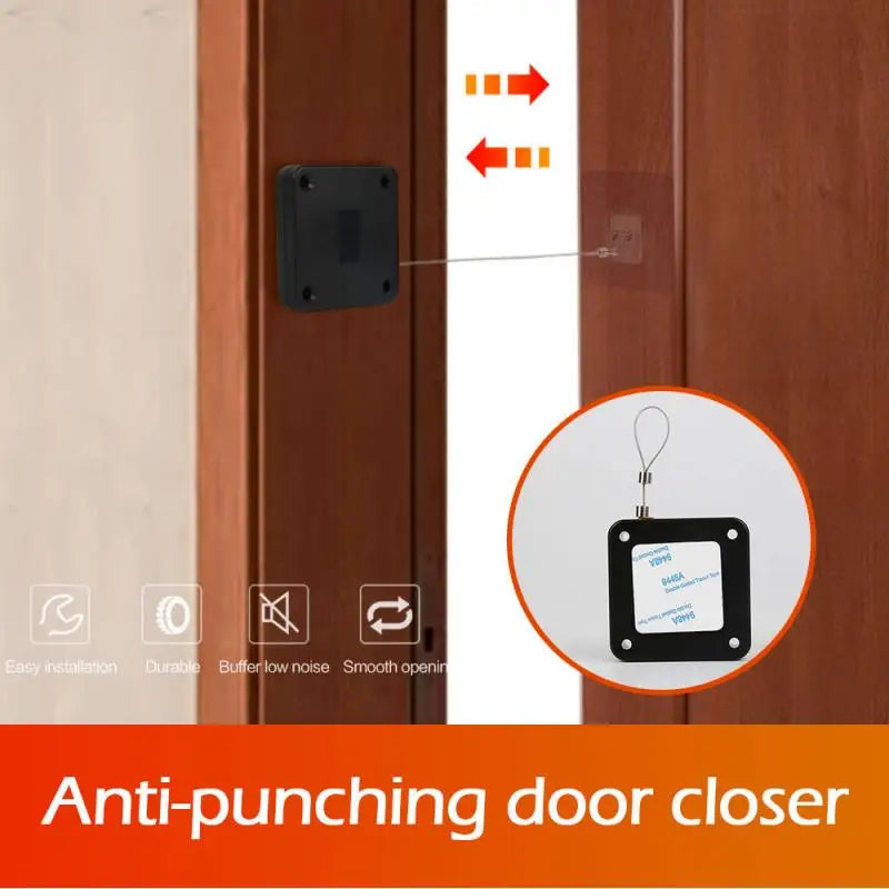 Multifunctional Punch-Free Automatic Sensor Door Closer Punch-Free Door Closer Self Pull Line Box Home Improvement Door Closer